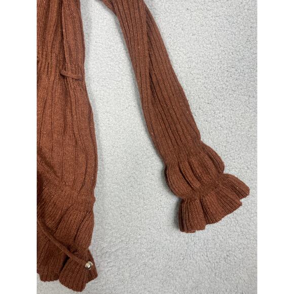 Jon & Anna Womens Size M Brown Ruffle Cardigan Sweater drawstring tie - Picture 10 of 11